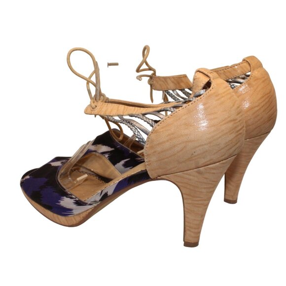 Poetic Licence Womens 10M Purple Black Stiletto Open Toe Ankle Strap High Heels - Picture 8 of 12